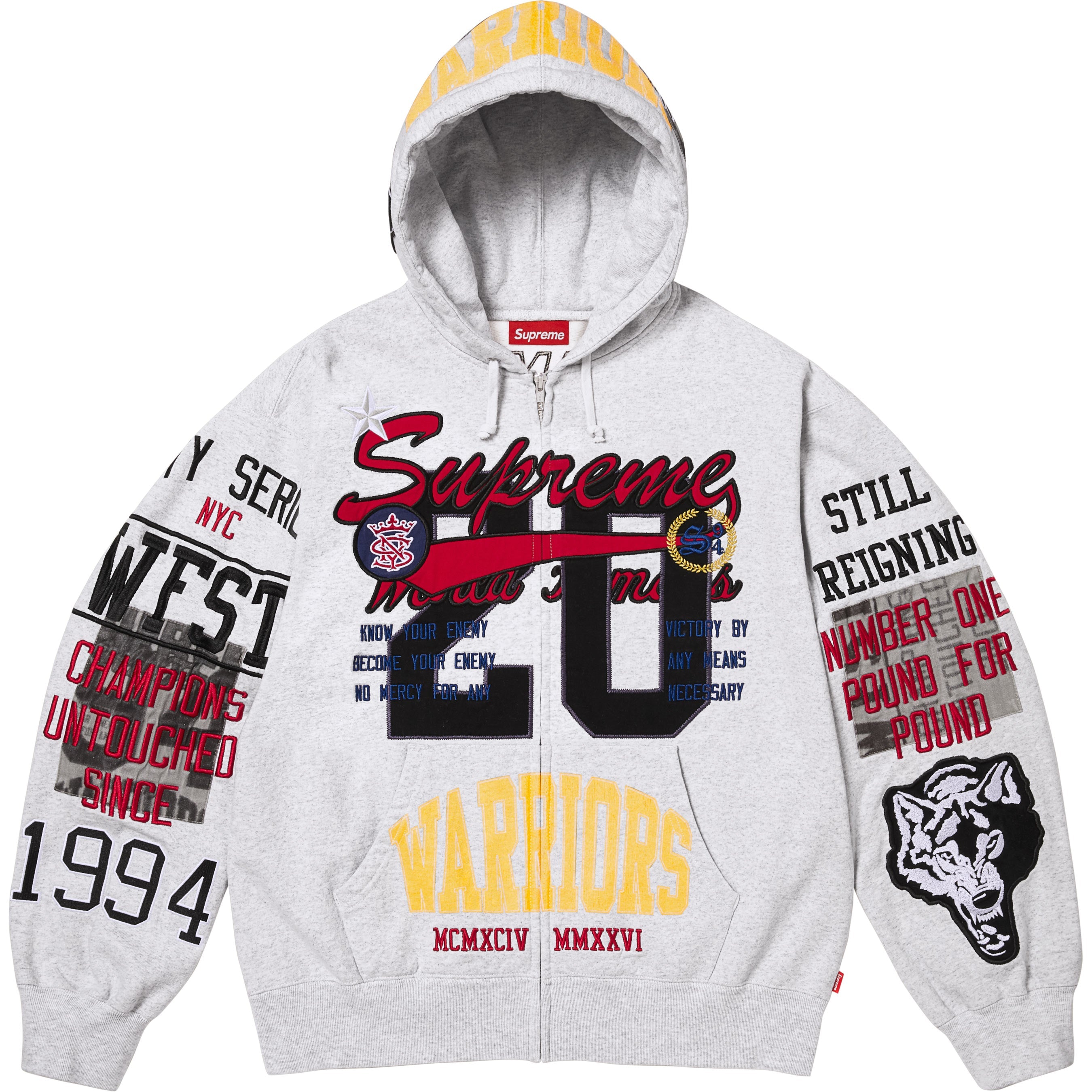 Warriors Appliqué Zip Up Hooded Sweatshirt view 4